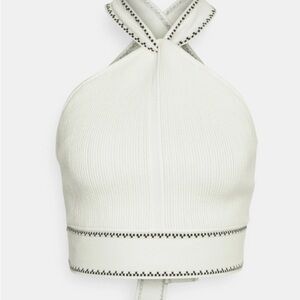 Club Monaco White Halter Crop Top